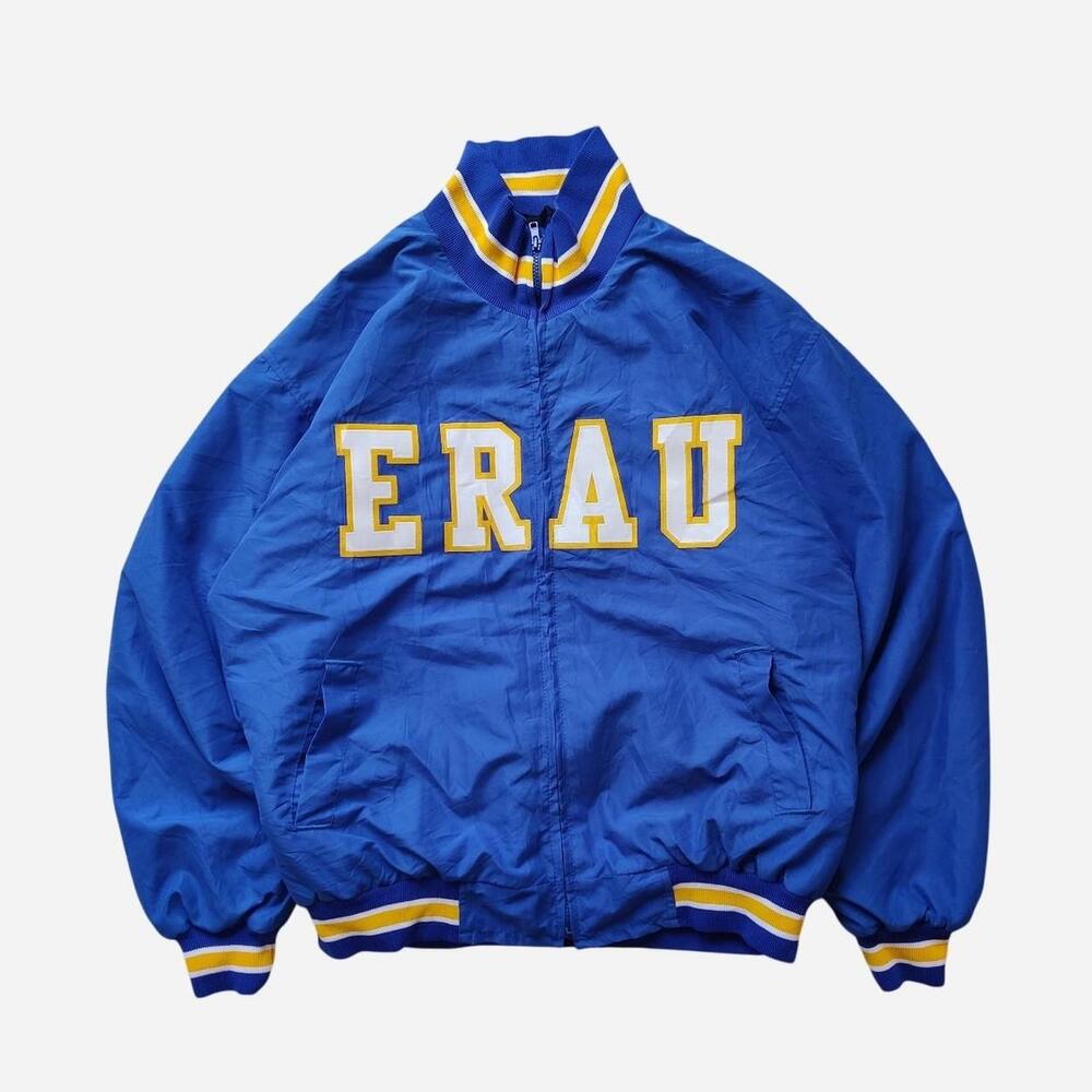 Erau blue spellout varsity jacket